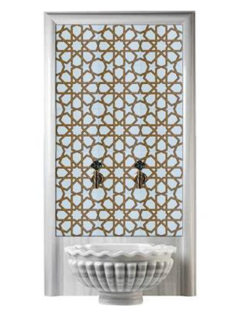 Hamam Panoları-10- 80x160 Hamam Kurna Önü Çini Türkmen Yıldızı, Lider Çini 