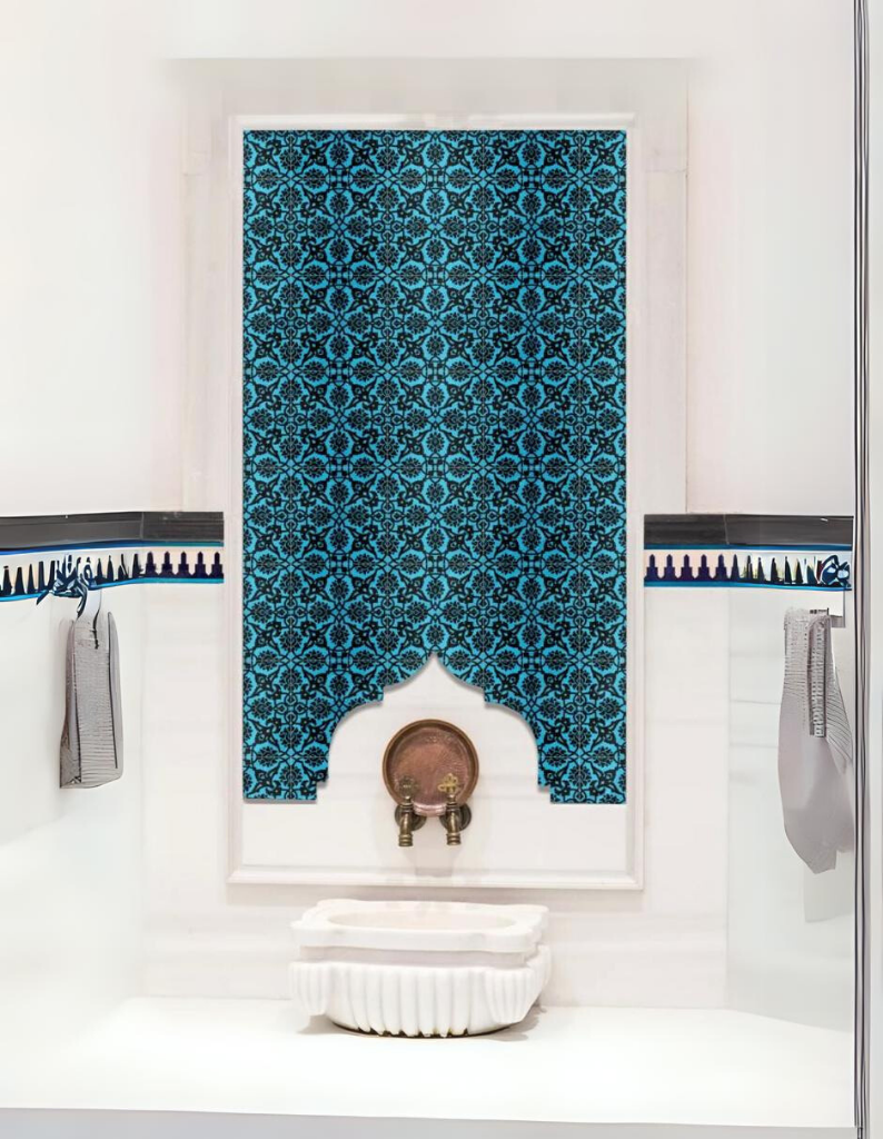 Hamam Panoları-25- 80x160 Selçuklu Çini Modeli Hamam Kurna Çinileri, Lider Çini 