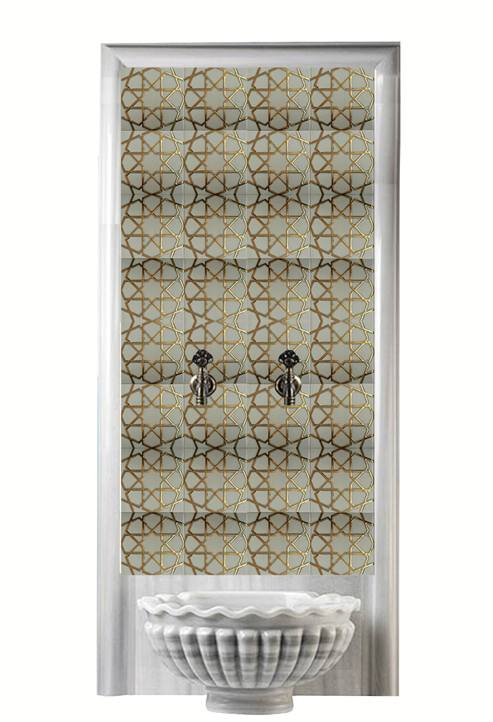 Hamam Panoları-31- 80x160 Hamam Çini Seramik Altın Yaldız. Lider Çini 