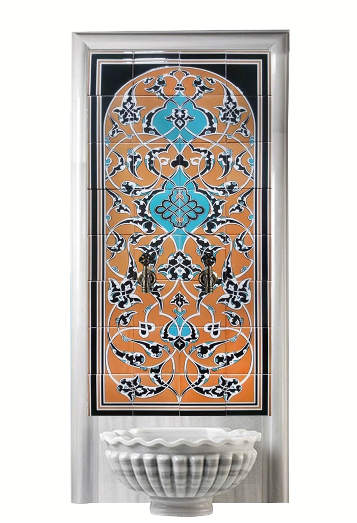 Hamam Panoları-33- 80x160 Türk Hamamı Çinileri Siyah Kemer, Lider Çini 