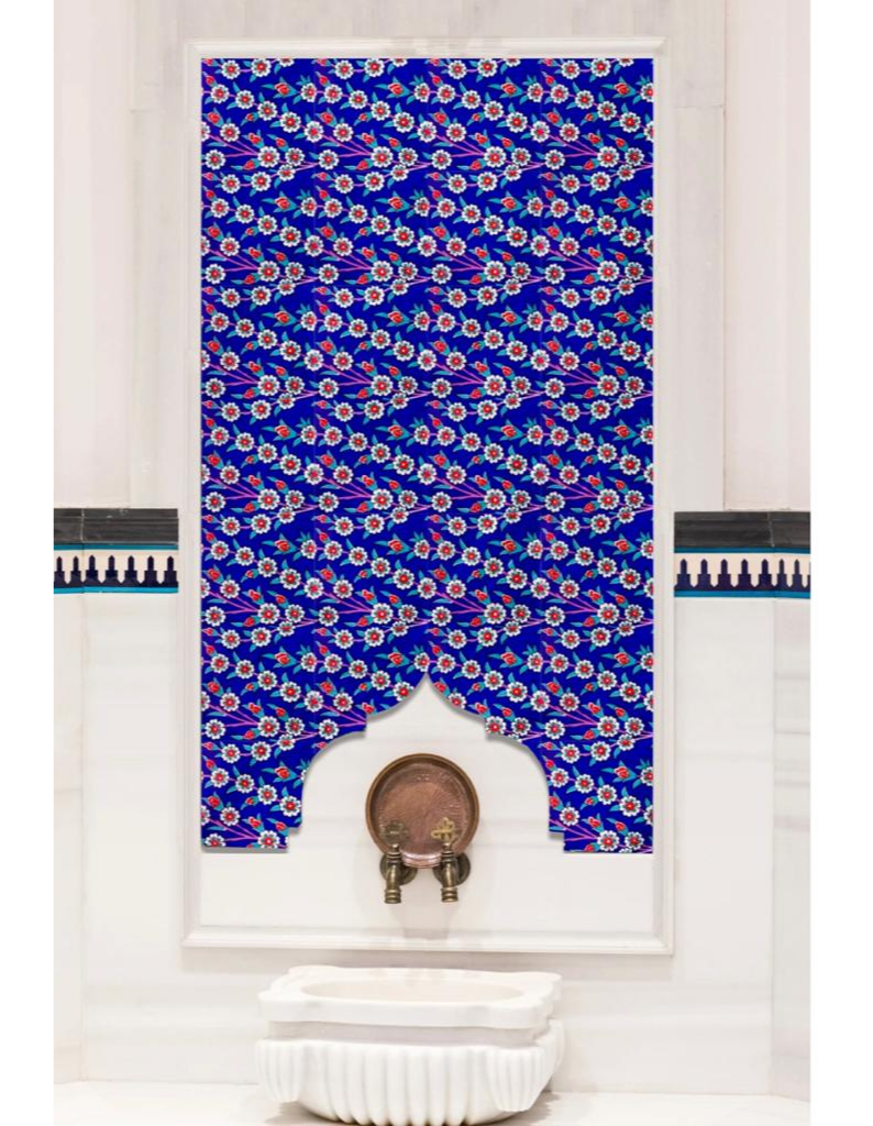 Hamam Panoları-35- 80x160 Türk Hamamı Hayat Ağacı Çini Pano, Lider Çini 