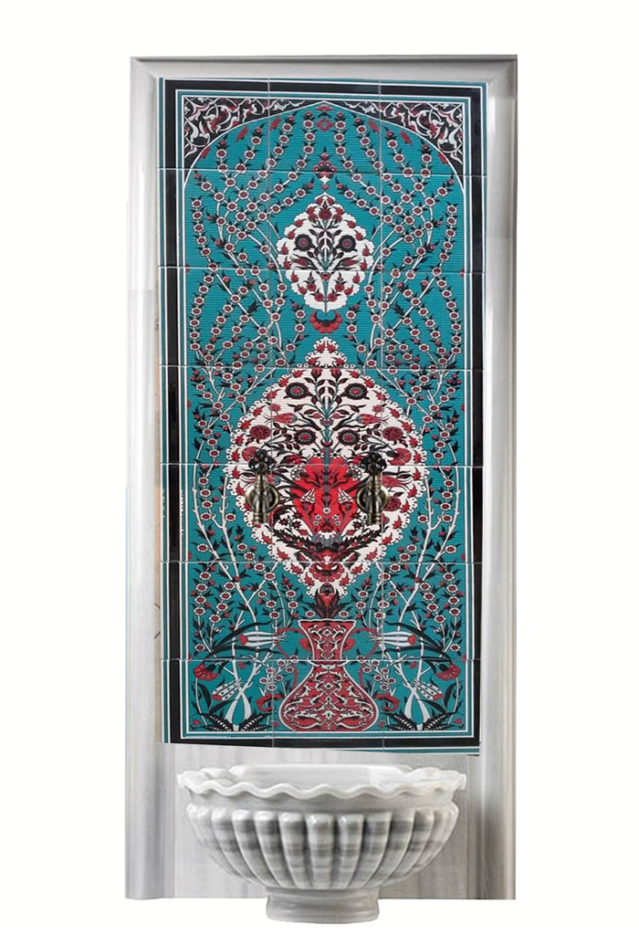 Hamam Panoları-41- 80x160 Mavi Zemin Hamam Çini Pano, Lider Çini 