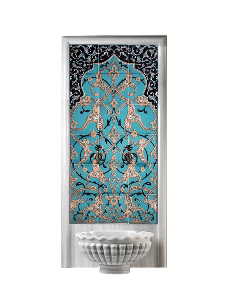 hamam-panolari-76- 60x120 Hamam Çini Pano Turkuaz Zemin, Lider Çini